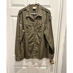 SHE SAFARI Hunter Khaki Shirt Button Up Long Sleeve Women's Size 2XL XXL